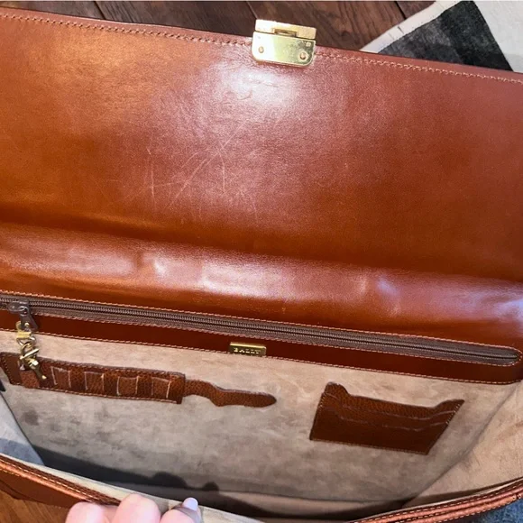 BALLY Vintage Italian Leather Briefcase Cognac Executive Lock Case - Collector - Picture 8 of 15